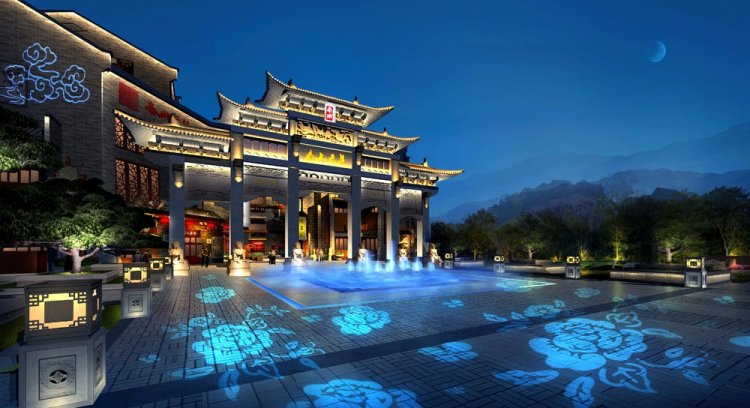 城市景观照明-泰山云集文化商业广场照明设计图片